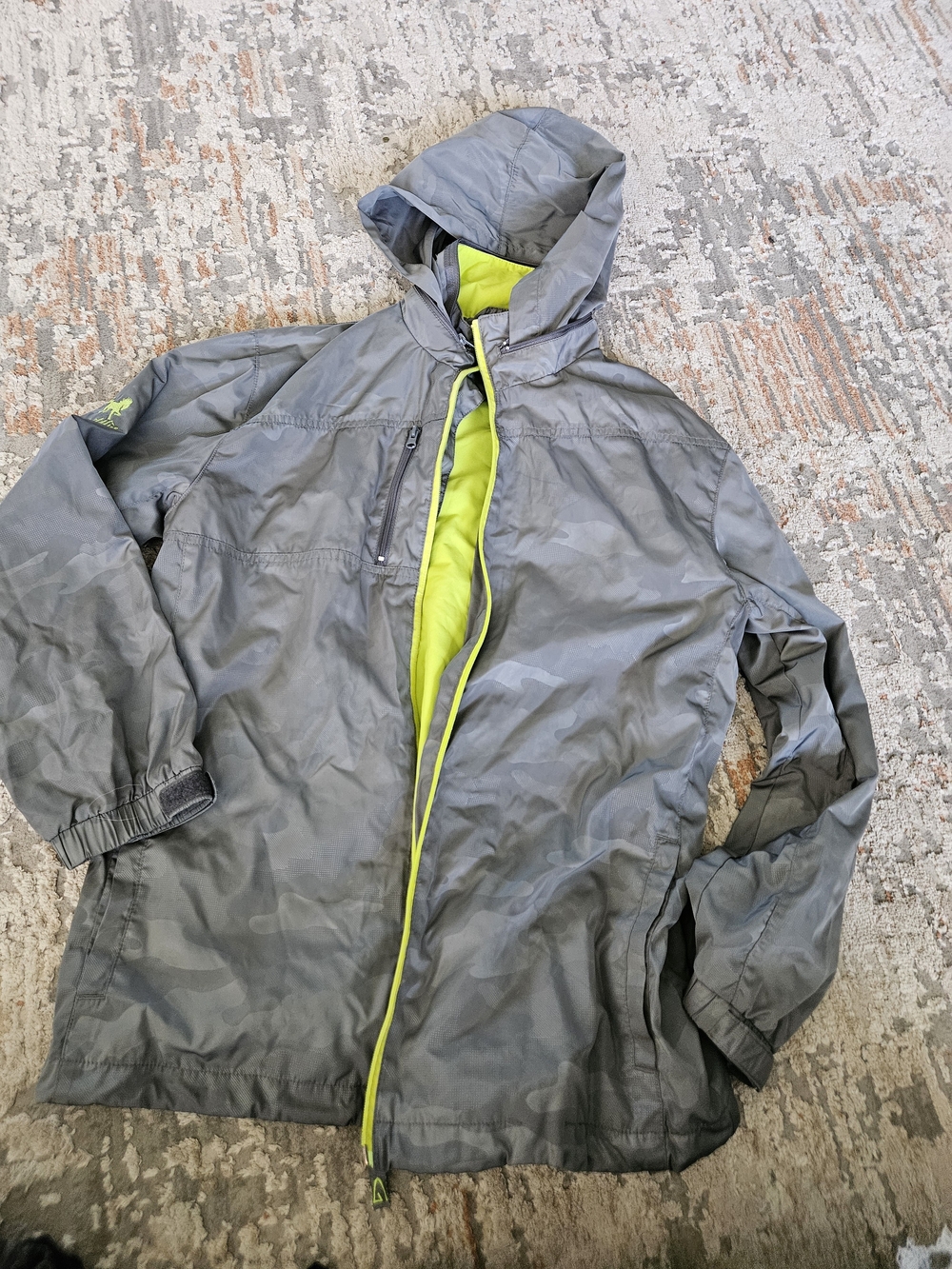 Kids Gray Raincoat with Lime Lining